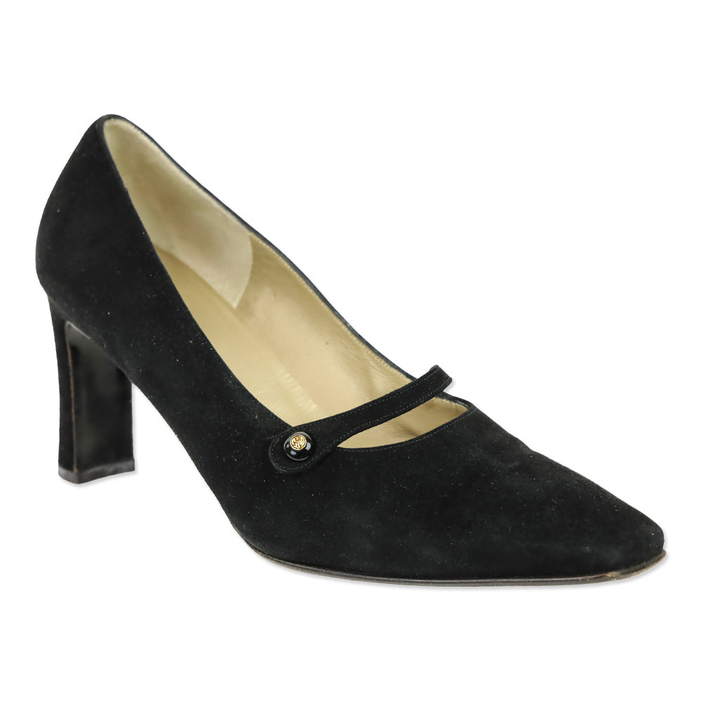 St. John Chiara Black Suede Lola 75 Mary Jane Pump