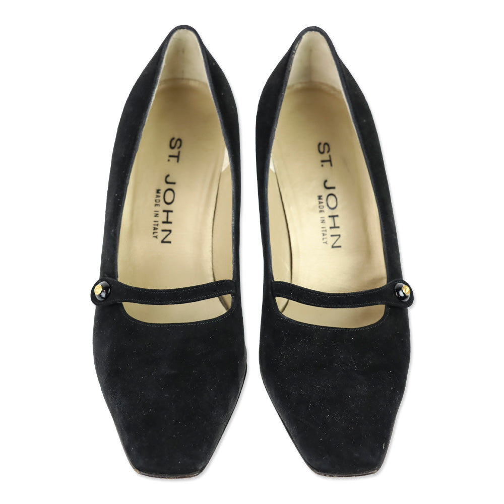 St. John Chiara Black Suede Lola 75 Mary Jane Pump