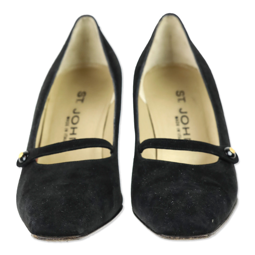 St. John Chiara Black Suede Lola 75 Mary Jane Pump