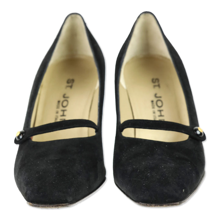St. John Chiara Black Suede Lola 75 Mary Jane Pump