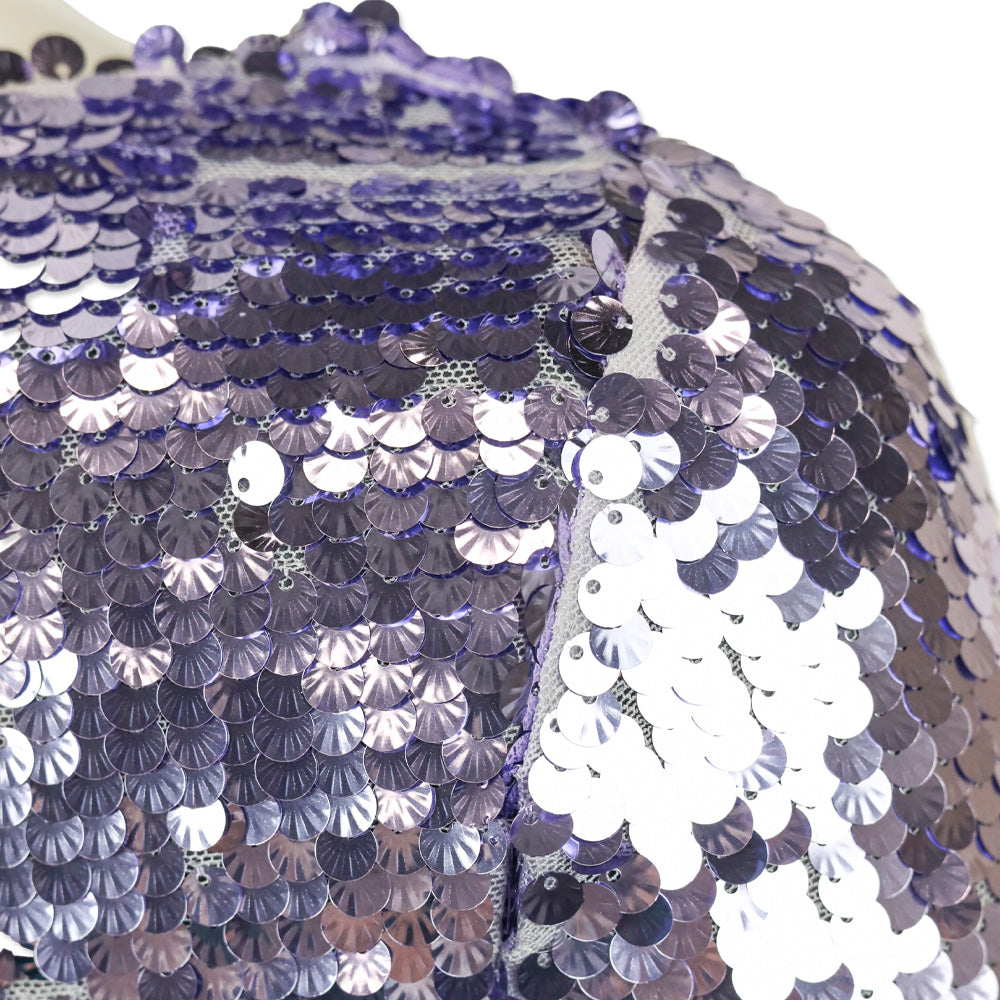 St. John Lilac Purple Sequin 3/4 Sleeve Midi Dress