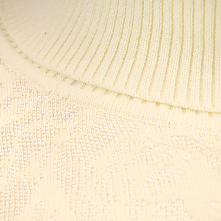 St. John Sport Cream Floral Knit Short Sleeve Cowl Neck Sweater