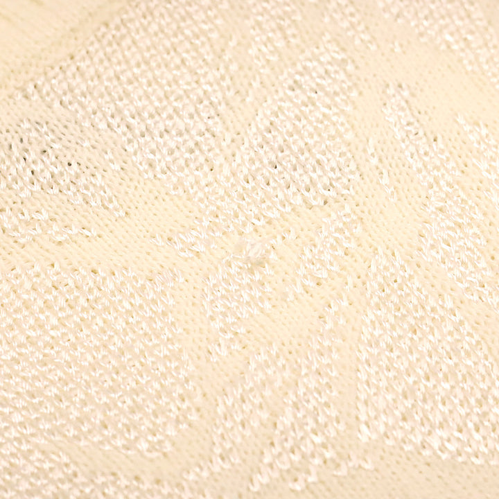 St. John Sport Cream Floral Knit Short Sleeve Cowl Neck Sweater