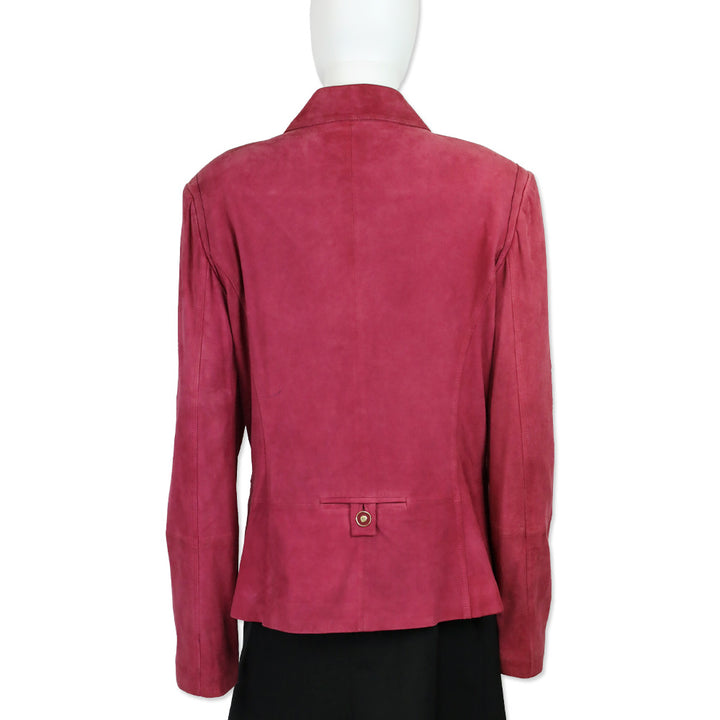 St. John Sport Magenta Goat Suede Button Front Jacket