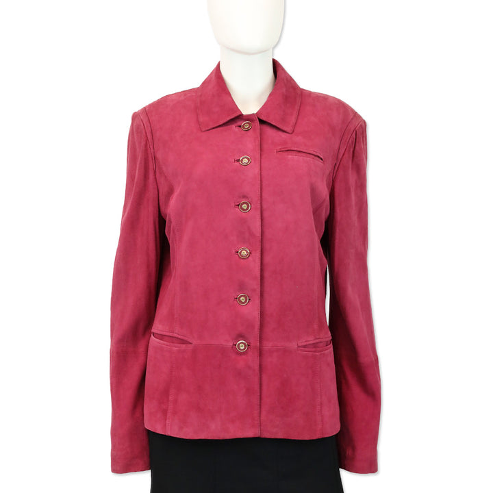 St. John Sport Magenta Goat Suede Button Front Jacket