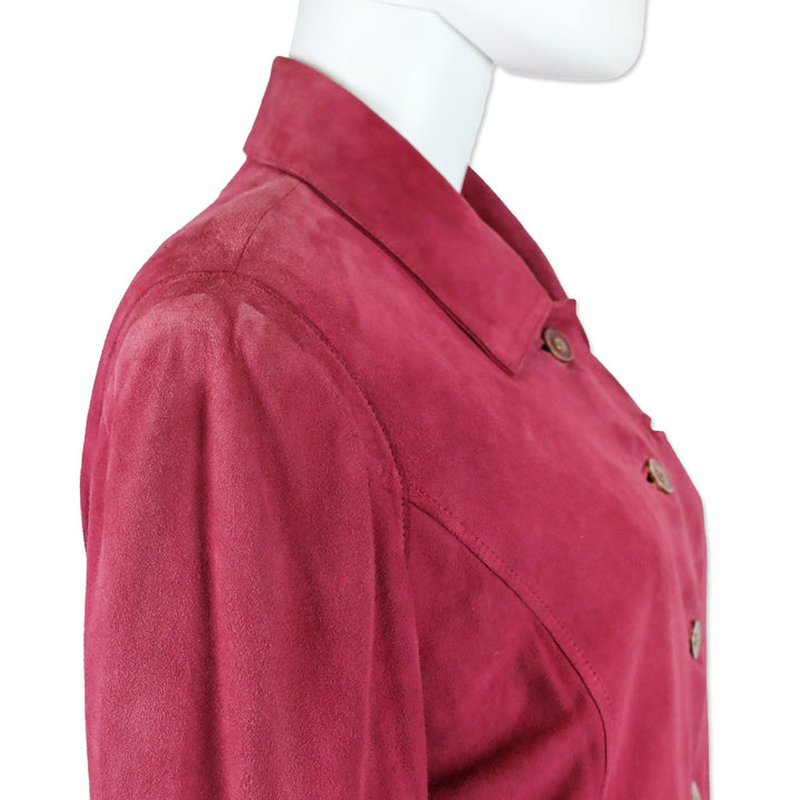St. John Sport Magenta Goat Suede Button Front Jacket