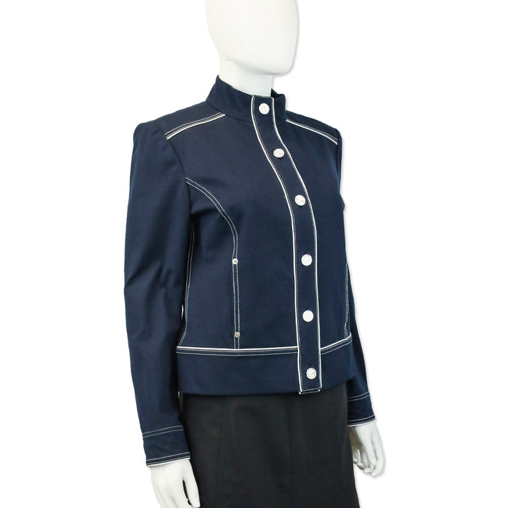St. John Sport Navy White Trim High Neck Jacket
