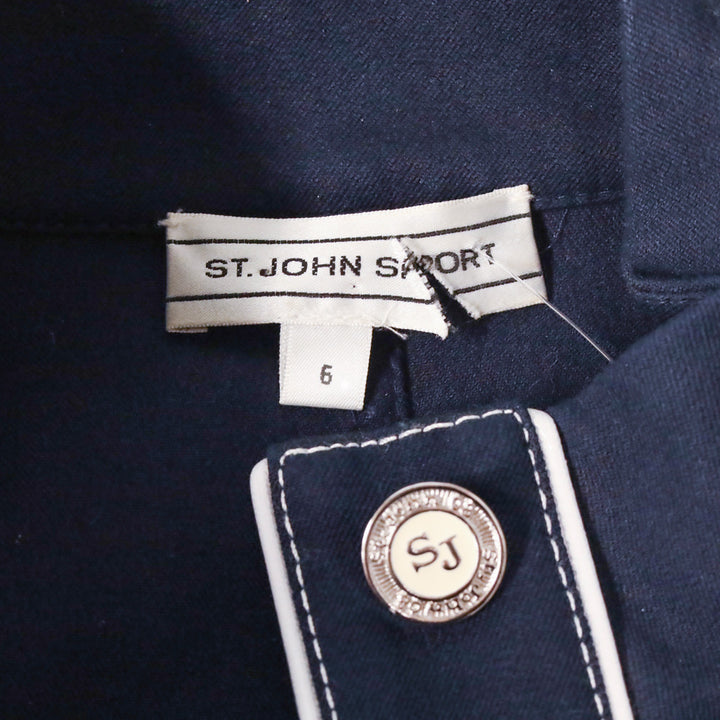 St. John Sport Navy White Trim High Neck Jacket