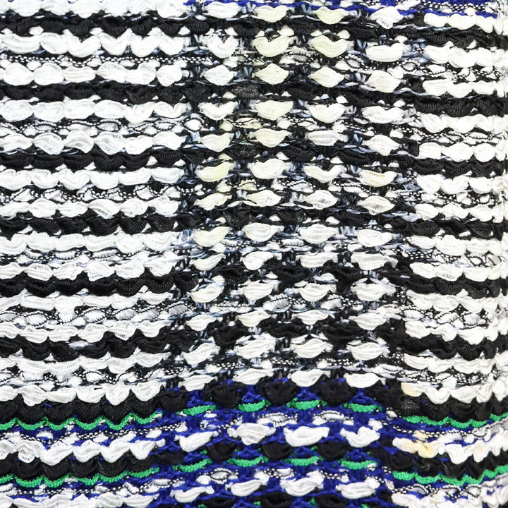 St. John Vivid Blue/Grass Green Multi Stripped Sheath Midi Dress