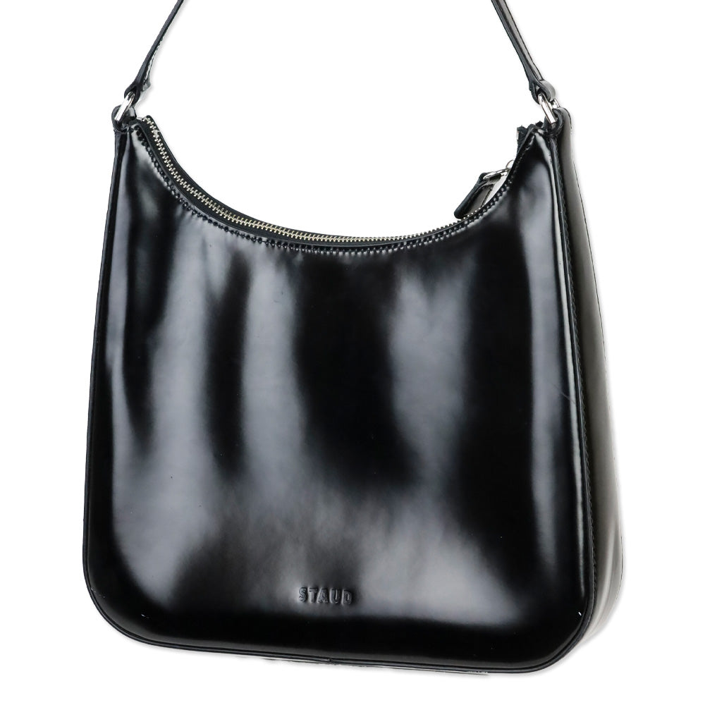 Staud Black Glossy Leather Alec Shoulder Bag