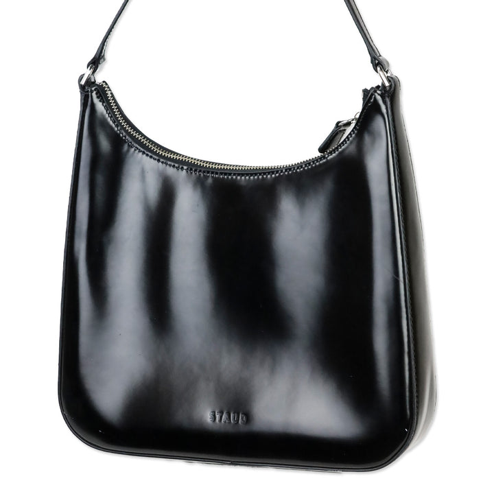 Staud Black Glossy Leather Alec Shoulder Bag