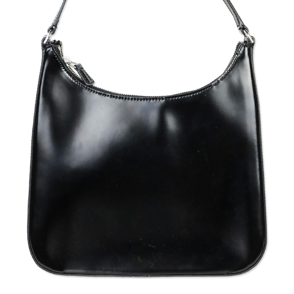 Staud Black Glossy Leather Alec Shoulder Bag