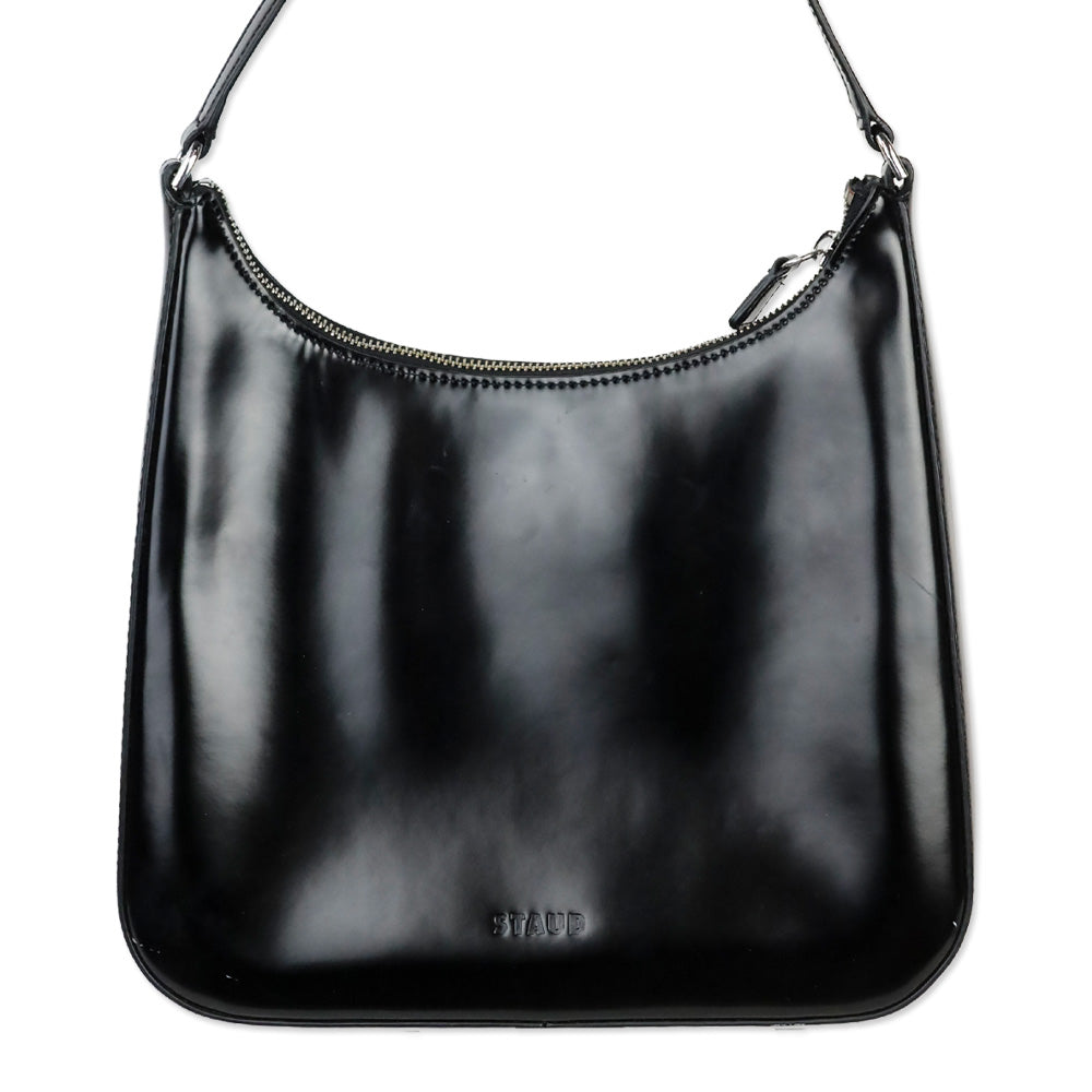 Staud Black Glossy Leather Alec Shoulder Bag