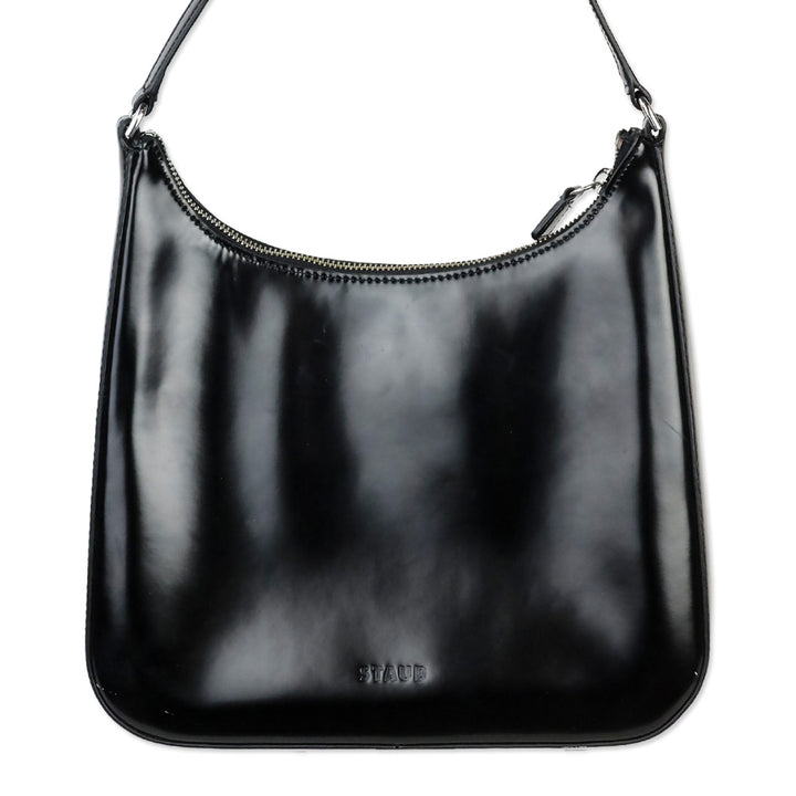 Staud Black Glossy Leather Alec Shoulder Bag