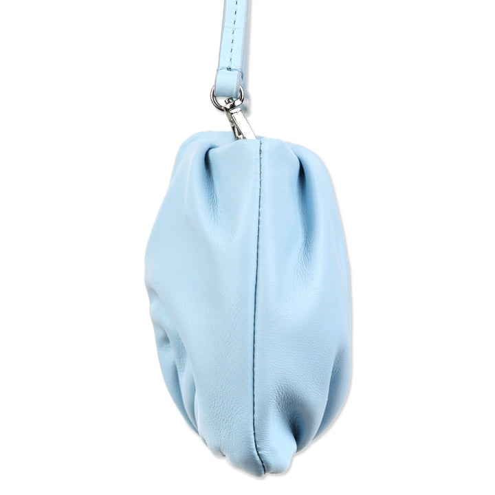 Staud Blue Leather Ruched Bean Bag