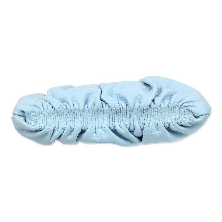 Staud Blue Leather Ruched Bean Bag