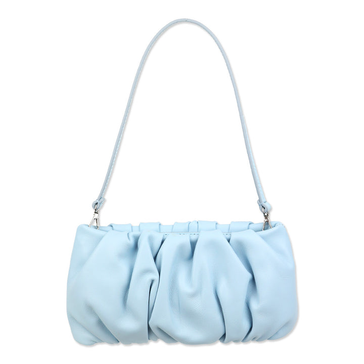 Staud Blue Leather Ruched Bean Bag
