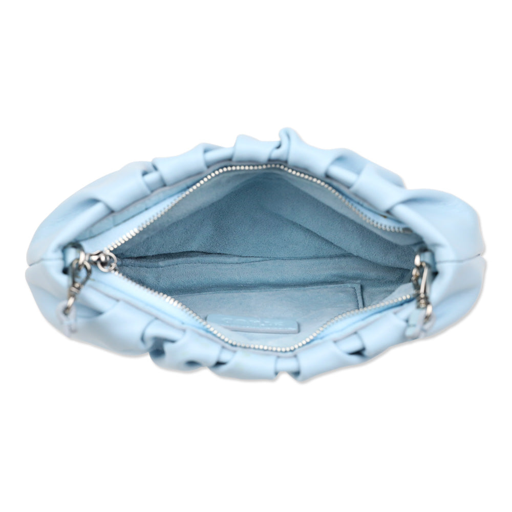 Staud Blue Leather Ruched Bean Bag