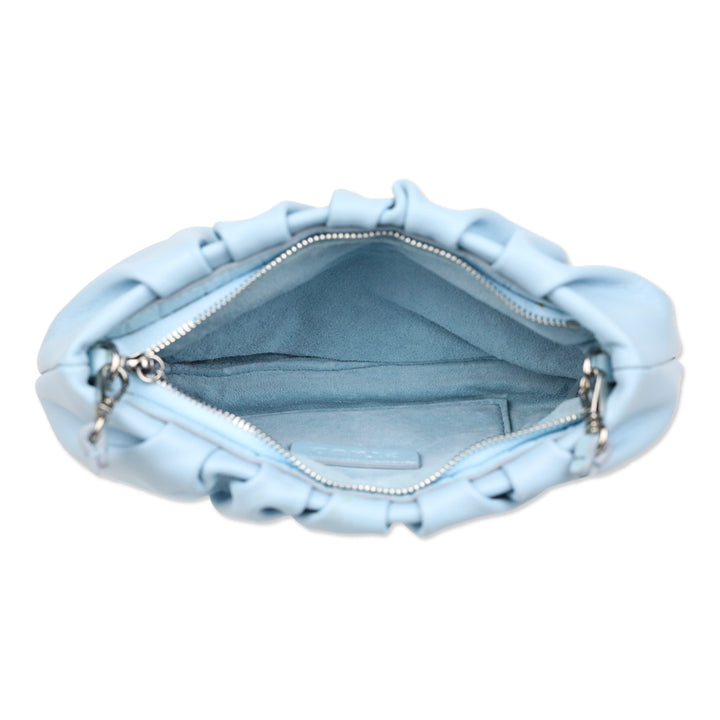 Staud Blue Leather Ruched Bean Bag