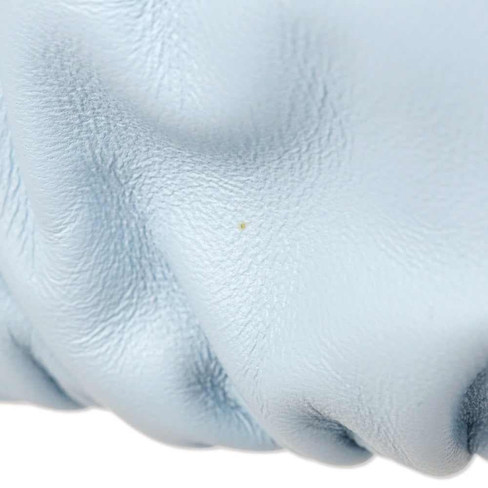 Staud Blue Leather Ruched Bean Bag