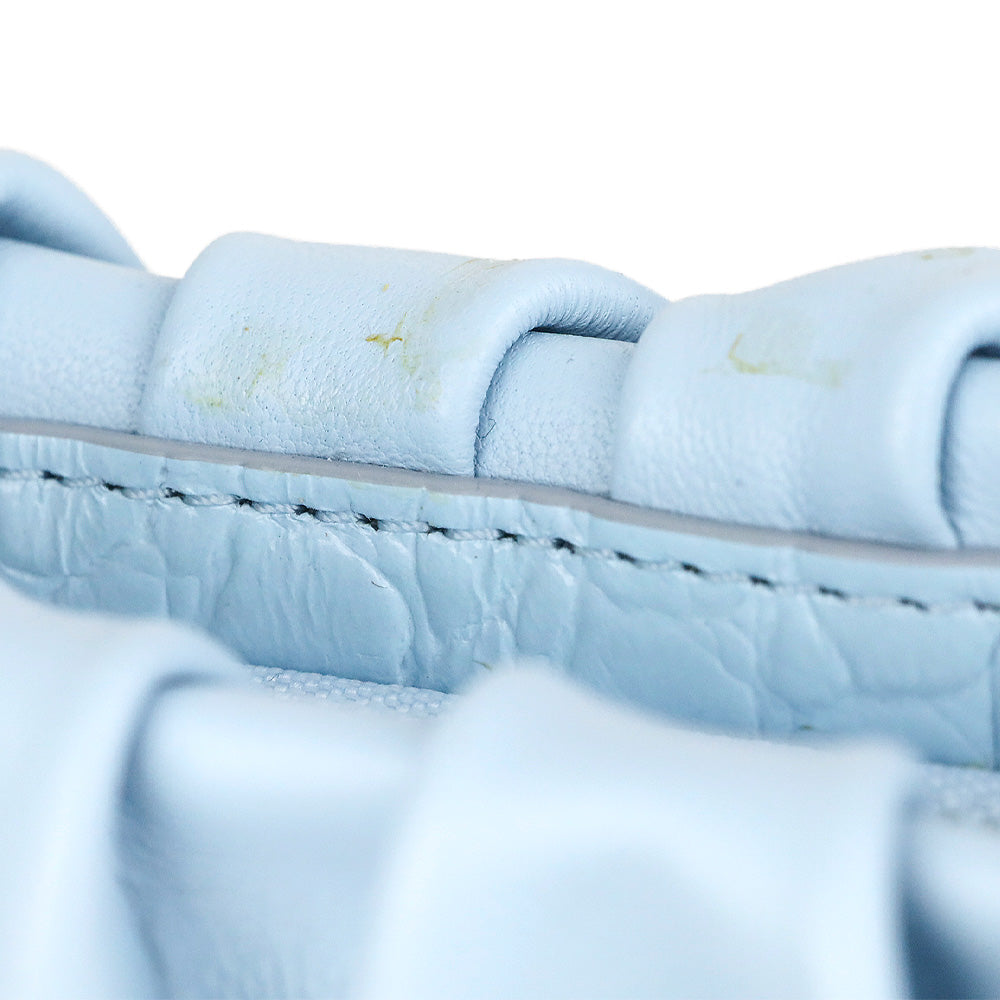 Staud Blue Leather Ruched Bean Bag