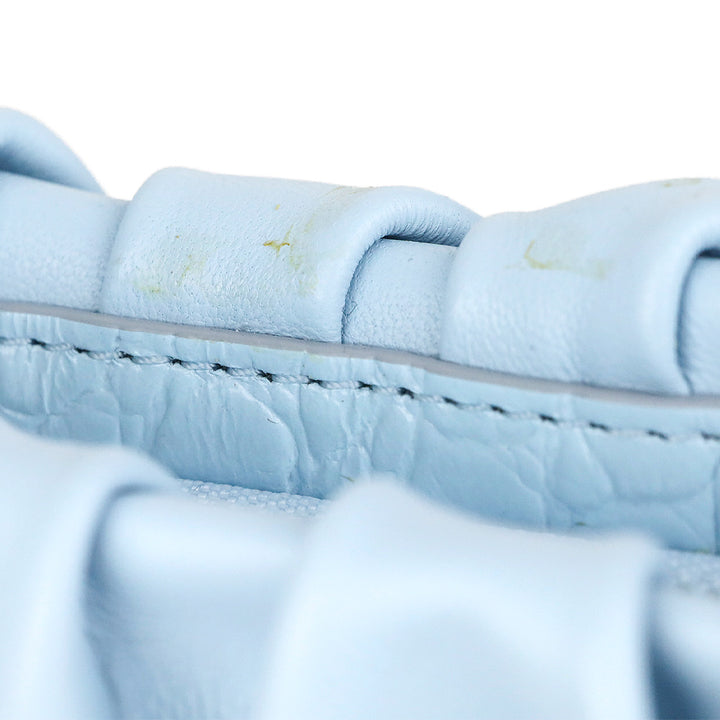 Staud Blue Leather Ruched Bean Bag