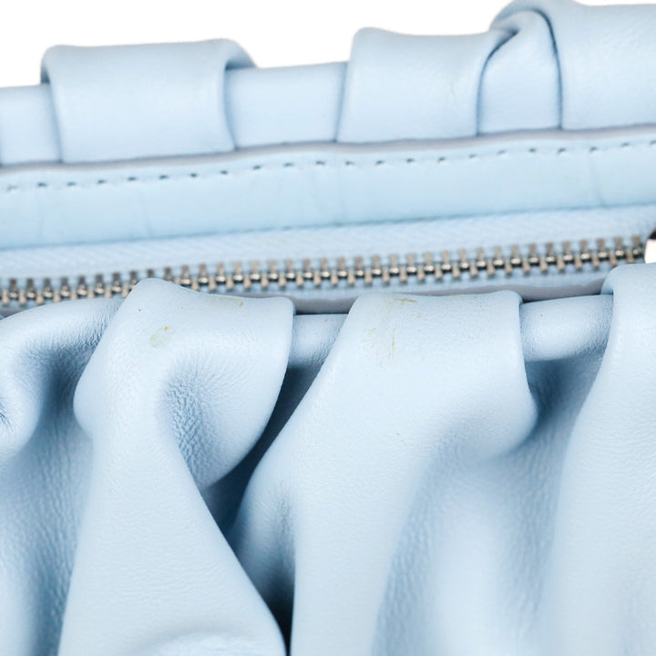 Staud Blue Leather Ruched Bean Bag