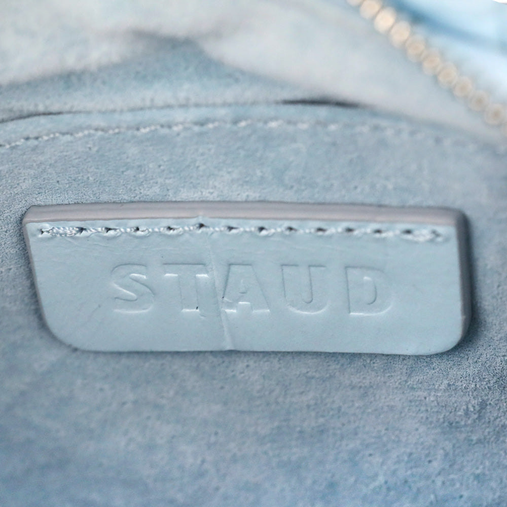 Staud Blue Leather Ruched Bean Bag