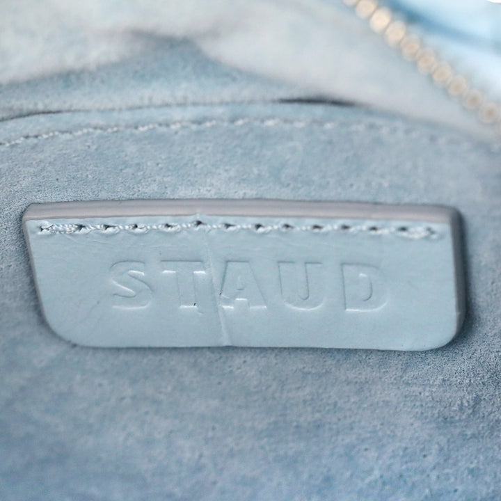 Staud Blue Leather Ruched Bean Bag