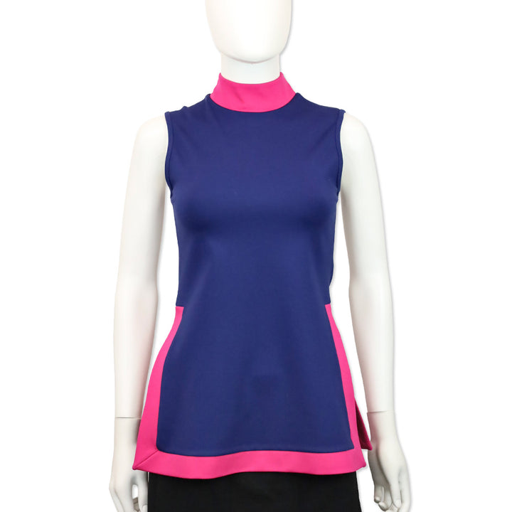 Staud Blue and Pink Colorblock Sleeveless Pete Tunic Top