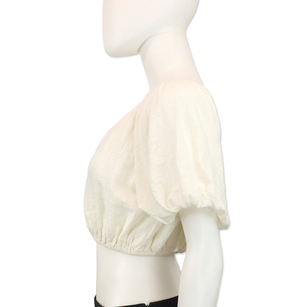 Staud Buttercream Cotton-Gauze Cropped Cayman Top