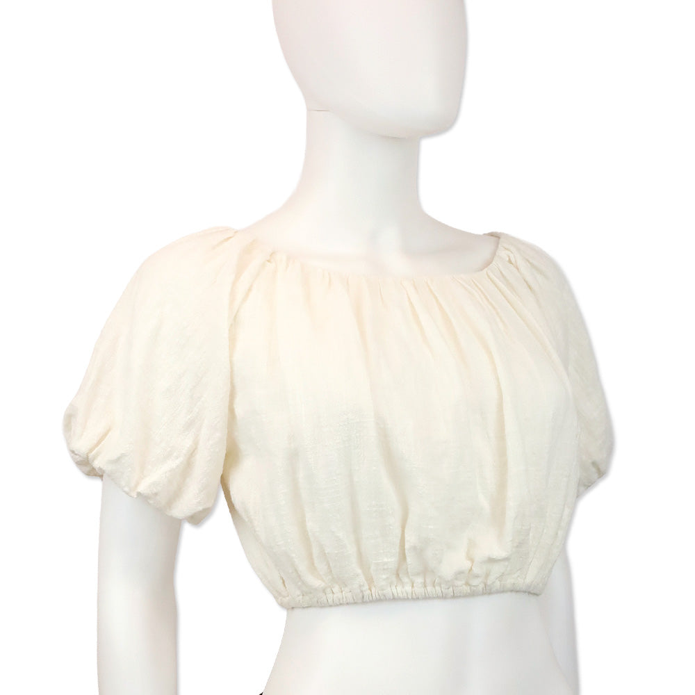 Staud Buttercream Cotton-Gauze Cropped Cayman Top