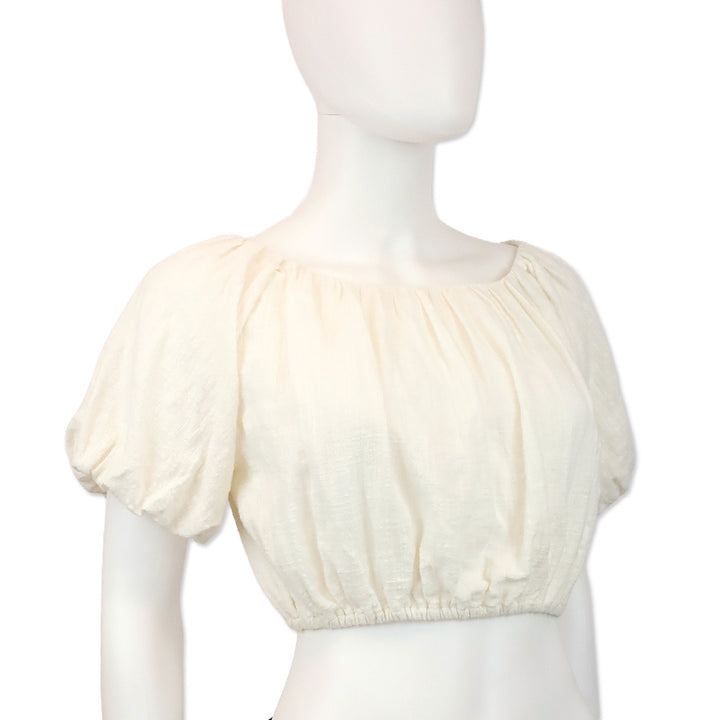 Staud Buttercream Cotton-Gauze Cropped Cayman Top