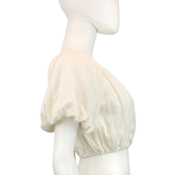 Staud Buttercream Cotton-Gauze Cropped Cayman Top