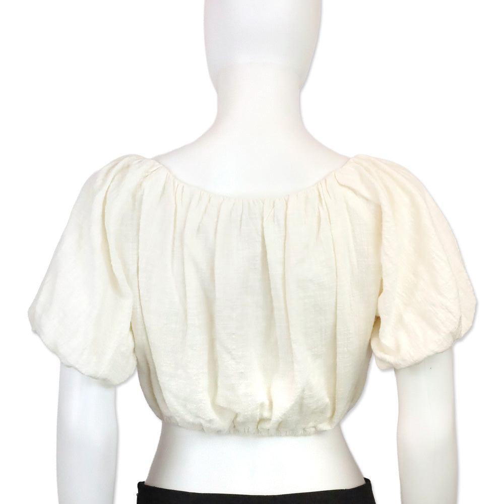 Staud Buttercream Cotton-Gauze Cropped Cayman Top