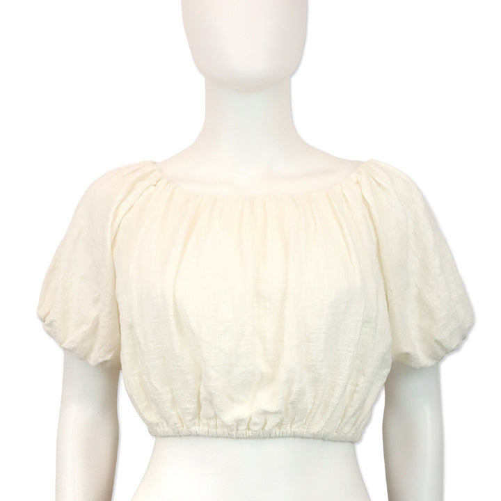 Staud Buttercream Cotton-Gauze Cropped Cayman Top