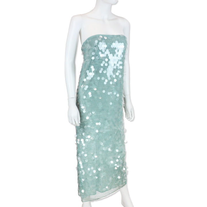 Staud Casey Teal Paillette Strapless Dress
