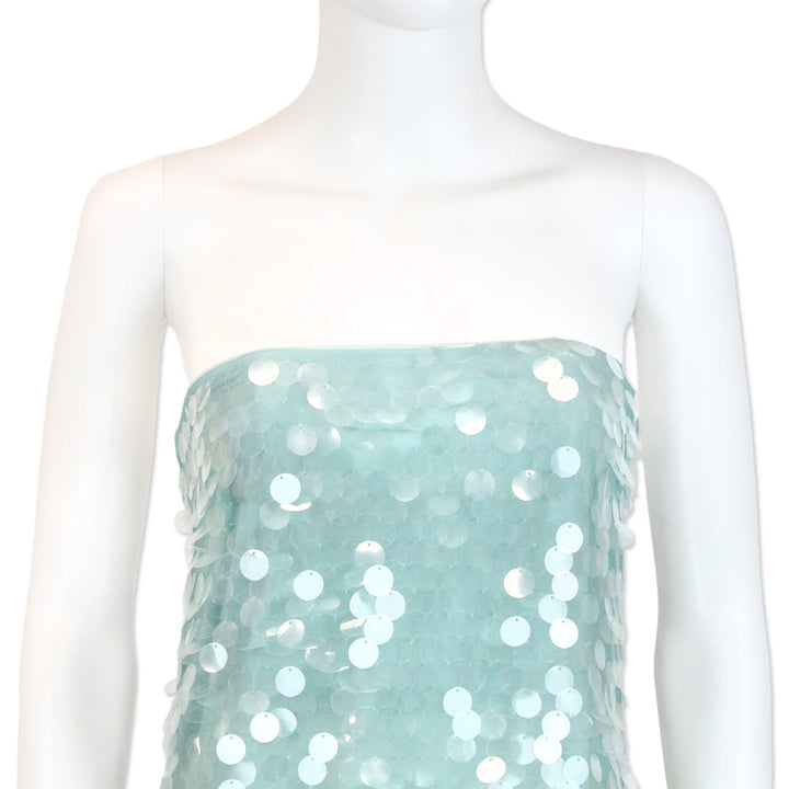 Staud Casey Teal Paillette Strapless Dress