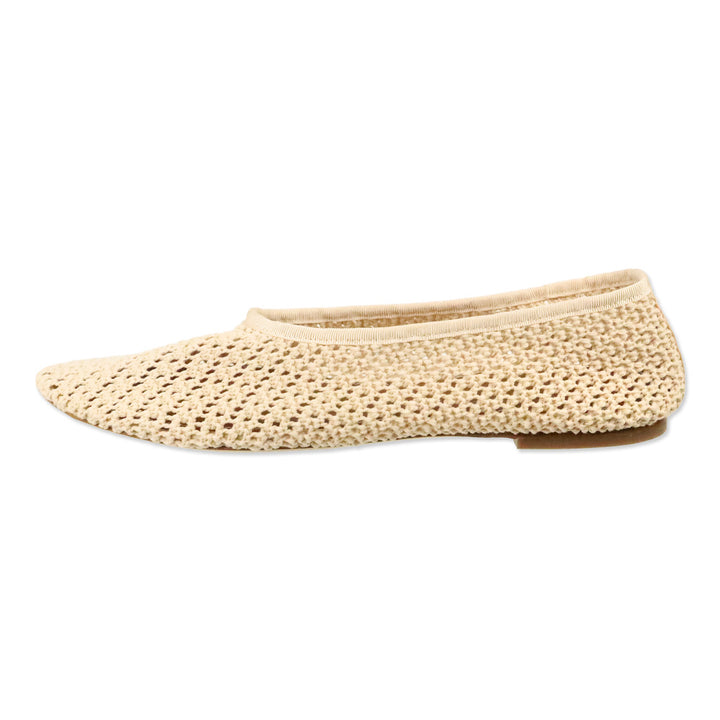 Staud Cream Crochet Alba Flat