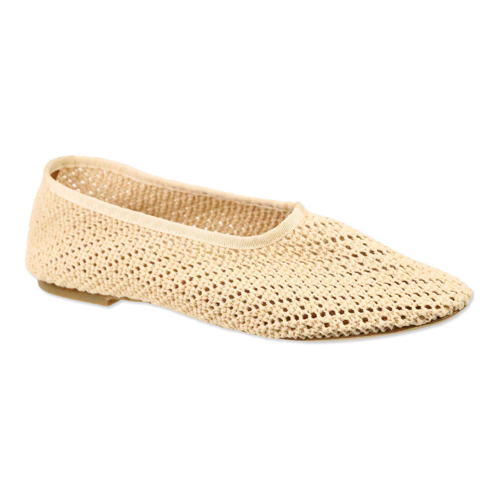Staud Cream Crochet Alba Flat