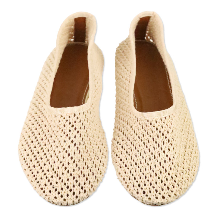Staud Cream Crochet Alba Flat