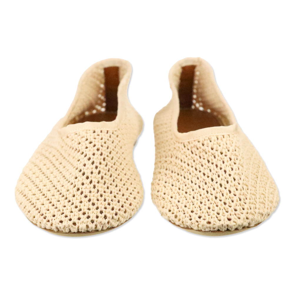 Staud Cream Crochet Alba Flat