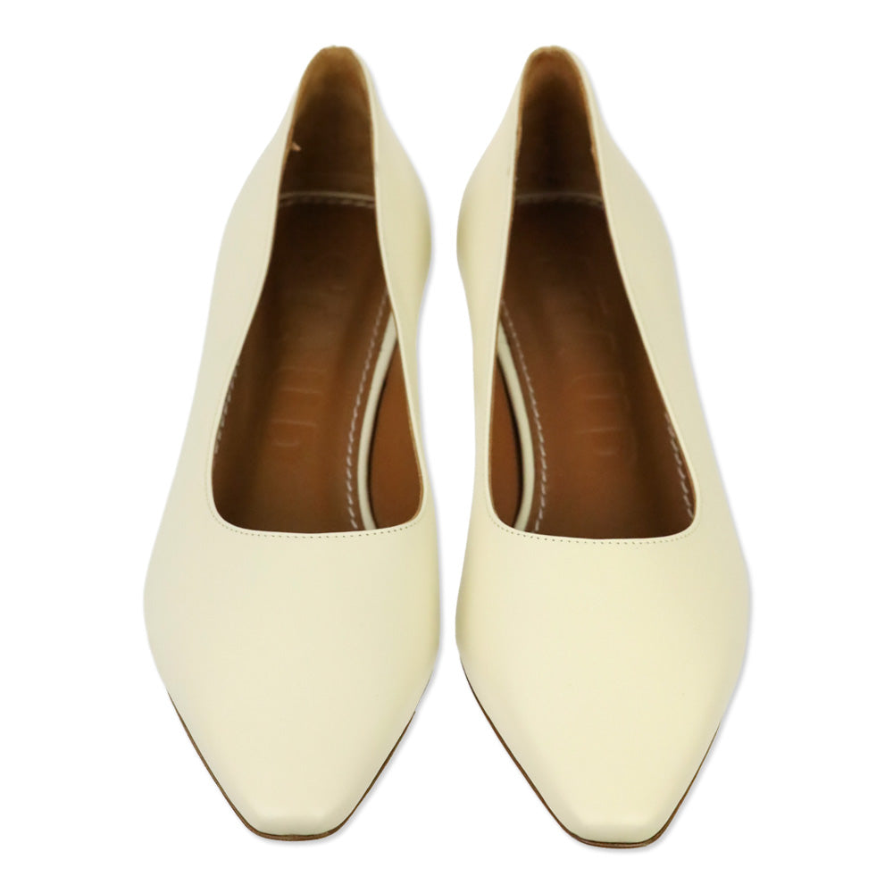 Staud Cream Leather Wally Pump