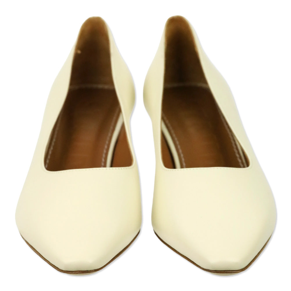 Staud Cream Leather Wally Pump