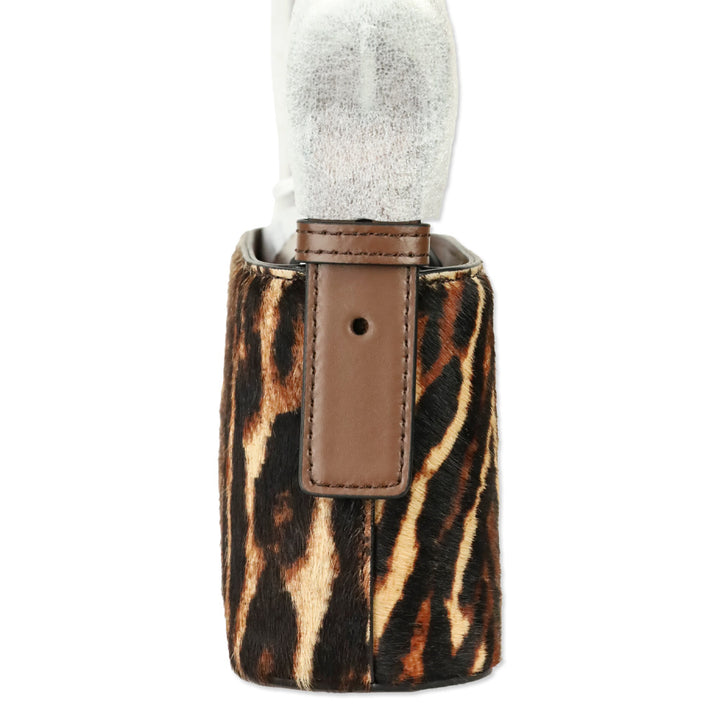 Staud Lady Leopard Cacao Calf Hair Grant Bag