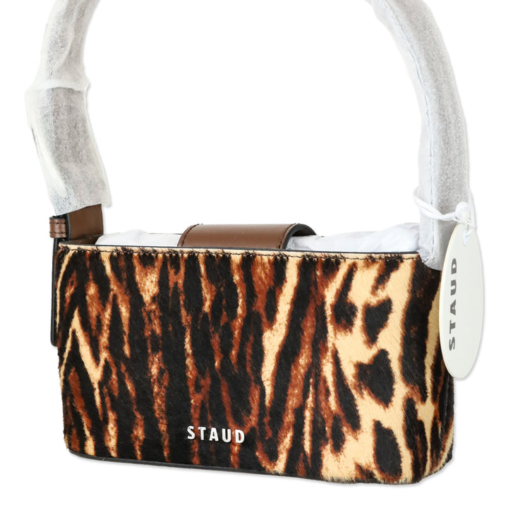Staud Lady Leopard Cacao Calf Hair Grant Bag