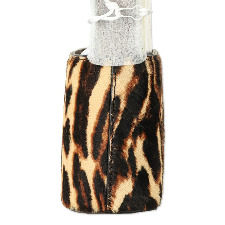 Staud Lady Leopard Cacao Calf Hair Grant Bag