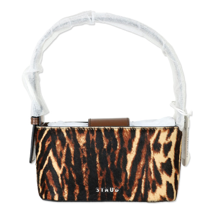 Staud Lady Leopard Cacao Calf Hair Grant Bag