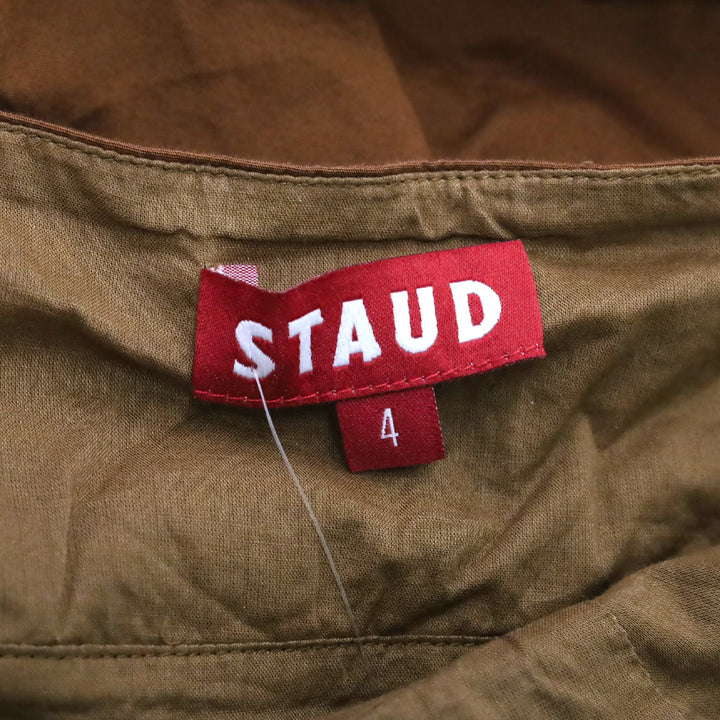 Staud Moana Brown Cotton-Poplin Halteneck Midi Dress