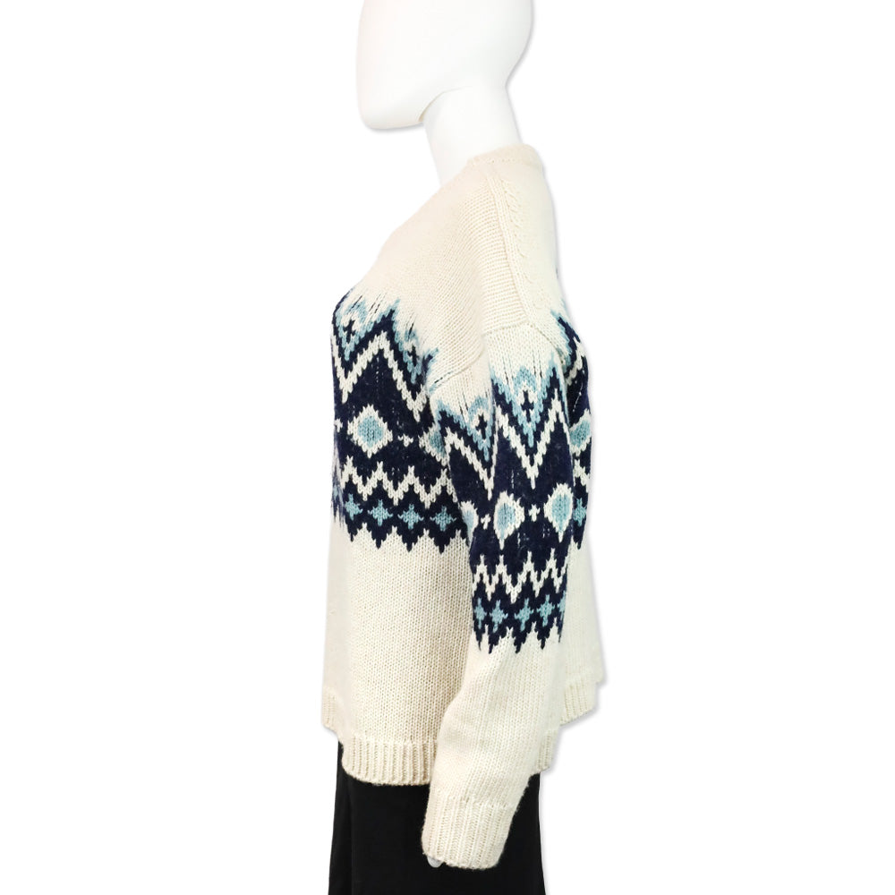 Staud Moritz Oatmeal Multi Fair Isle Wool Blend Sweater